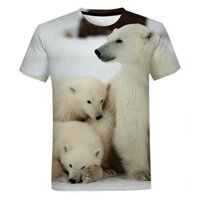 Áo thun in 3D gấu bắc cực trắng mới phổ biến, thời trang mùa hè, áo sweatshirt nam