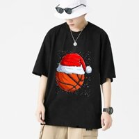 Áo Thun In Giáng sinh Bóng Rổ Đội Mũ Ông Già Noel Giáng Sinh Vui Nhộn ZUTOY Giá Rẻ XMA202111073