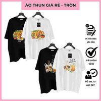 Áo Thun In Hình Bánh Tráng Trộn & Cá Viên Chiên, Vải Cotton 65/35 - aothungiare