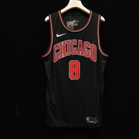 Áo Thun In Hình Chicago Bulls 8 Cá Tính Cho Nam# Zach LaVine NBA Áo Bóng Rổ Màu Đen Ấn Nhiệt Nóng