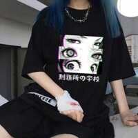 Áo Thun In Hình Cô Gái Anime Grunge Phong Cách Gothic Thời Trang Mùa Hè 2020 90s