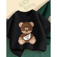 Áo thun in hình Gấu Mũ bán chạy nhất 2024 cho bé trai và bé gái, Áo chất liệu cotton cho bé từ 9-45Kg (Mã THUY100-150cm