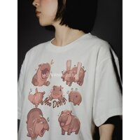 Áo Thun In Hình Hà Mã Moo Deng Siêu Đáng Yêu, Moo Deng, Hà Mã Con, MD005