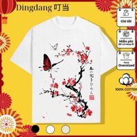 Áo Thun In Hình HOA ĐÀO Mừng Năm Mới 2024 Vải Cotton 100% Nam Nữ Unisex #1