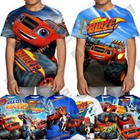 Áo Thun In Hình Xe Tải Quái Vật Cá Tính Cho Bé Trai Từ 3-13 Tuổi