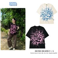 Áo Thun In Lụa ZIOUS LIGHTING Tee Unisex Cotton Cổ Tròn Form Rộng Dáng Suông Top Nam Nữ
