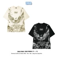 Áo Thun In Lụa ZIOUS PHOENIX Tee Unisex Cotton Cổ Tròn Form Rộng Dáng Suông Top Nam Nữ