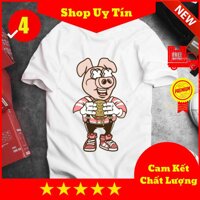 Áo Thun In UniSex Hình Vẽ Những Con Heo Ngộ Nghĩnh, Đáng Yêu 4- Tuổi Heo - Tuổi Hợi - Áo In Hình Pig - Mẫu Có 1 Không 2