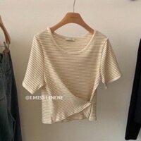 Áo thun kẻ vàng cài khuy eo Cherry Coco