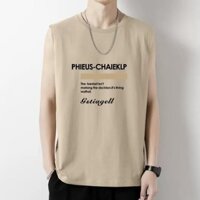Áo thun không tay, áo vest cotton nguyên chất nam, thể dục mùa hè, thể thao, quần áo tập bóng rổ, Áo hai dây đáy rộng dành cho nam