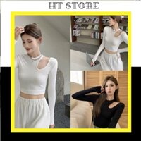 Áo Thun kiểu Dài Tay ôm body Khoét 1 Bên Vai 2 Màu dưới 59kg - Dáng Ôm Dài Tay Borip G0136
