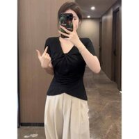 Áo Thun Kiểu Vạt Chéo Xếp Ly Eo Bigsize mã A126
