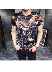 Áo thun lạnh dạng lưới họa tiết hình bướm độc đáo - đen - M