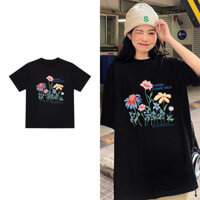 Áo Thun Lạnh Nam Nữ TN48 Nam Nữ Unisex Phông Form Rộng Tay Lỡ SUMMER FLOWER Vải Cotton HALEY