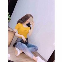 Áo thun lệch vai tay ngắn