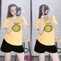 Áo thun Lemon unisex tay lỡ form rộng, áo phông unisex siêu xinh  ST183 - babitrendy - VÀNG,FREESIZE &lt; 75KG