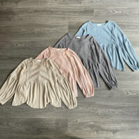 Áo thun len babydoll tay dài form oversize