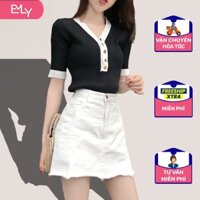 Áo thun len gân nữ tay ngắn Emilyshop ulzzang