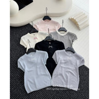 Áo Thun Len Nữ Mongtoghi Phối Nơ Sau Hàng QCCC