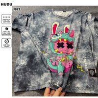 ÁO THUN LOANG FORM RỘNG TAY LỠ NAM NỮ COTTON LẠNH CO GIÃN, ÁO UNISEX FORM RỘNG RABIT XÁM