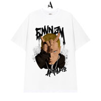 Áo thun Local Brand Unisex Armario form rộng tay lỡ 100% cotton Eminem Face Trắng-A001 S-5XL