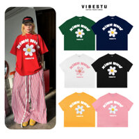 Áo Thun Local Brand VIBESTU " Xinh Như Hoa ", Áo Thun Boxy Form Rộng Unisex 250Gsm 100% Cotton