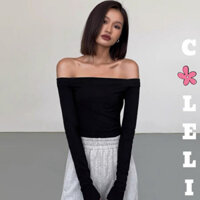 Áo Thun Lửng Nữ Trễ Vai Tay Dài Chất Cotton Siêu Dày Đứng From - Hàng mới về