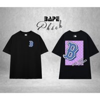 ÁO THUN MLB MONOTIVE OVERFIT LOGO BOSTON TÍM FORM RỘNG NAM NỮ UNISEX VẢI COTTON CAO CẤP - BAPE PHẾCH