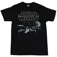 Áo thun mới dành cho người lớn Star Wars - Word Outline Over X-Wing Squadron B & W Pic