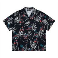 Áo thun mùa hè Hàn Quốc thời trang dáng rộng cây dừa hoa họa tiết giản dị bãi biển Hawaii nam cổ điển áo sơ mi ngắn tay
