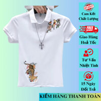 Áo thun nam áo polo thêu họa tiết hoa văn nổi bật sang chảnh cực ngầu H87