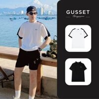 Áo Thun Nam Basic Phối Viền Vai  Cổ Tròn Form Rộng Oversize Style Streetwear  GUSSET AP07