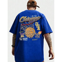 Áo thun nam bóng rổ Chicago All Around The World 1978, quần áo thoáng khí, áo thun chất lượng cao, áo hip hop cổ tròn