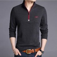 Áo thun nam cá sấu tay dài dây kéo SITAKI ATD06 - Xám - L