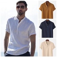 Áo thun nam cài nút - áo sơ mi ngắn tay thiết kế kurta giản dị