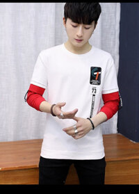 Áo Thun Nam Cao Cấp Màu Trắng Đỏ TNMĐ884933 - Đỏ Trắng - L