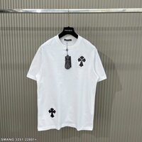 Áo Thun nam Chome heart cao cấp 2 màu chất cotton họa tiết thêu logo da cực đẹp