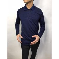 Áo Thun Nam Cổ Bẻ Tay Dài KING T02 Áo Polo Dài Tay Giữ Nhiệt - Xanh đen - M