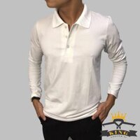 Áo Thun Nam Cổ Bẻ Tay Dài KING T02 Áo Polo Dài Tay Giữ Nhiệt - Trắng - 2XL