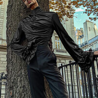 Áo thun nam cổ cao màu trơn cổ cao cổ điển