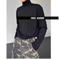 Áo thun nam cổ cao màu trơn Groove Phong cách Hàn Quốc mới Áo đa năng chất lượng cao cho mùa thu