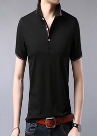 Áo Thun Nam Có Cổ Cổ Bẻ Phối Sọc Cao Cấp AT08 - ShopN6 Nhiều Màu - Đen - M