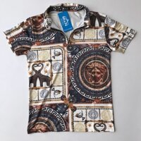 Áo thun nam có cổ kéo khoá hoạ tiết