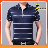 Áo Thun Nam Có Cổ Phối Sọc Ngang - Trắng - XXL