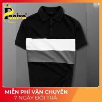 Áo Thun Nam Cổ Polo Phối Viền Ngang Lịch Lãm - Đen,XXL