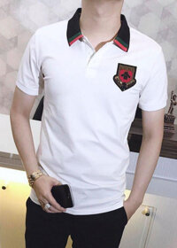 Áo Thun Nam Cổ Polo Phối Viền Logo Đẹp - Trắng - XXL
