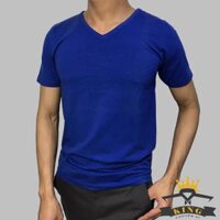 Áo thun nam cổ tim tay ngắn KING phông nam , cotton mịn , co giãn tốt , đơn giản , form rộng V02 - Xanh dương - L