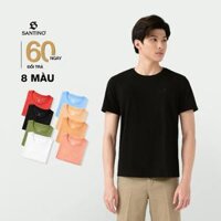 Áo Thun Nam Cổ Tròn Basic SANTINO Vải Cotton, Co Giãn Mềm Mại, Slim Fit Trẻ Trung, Năng Động E801