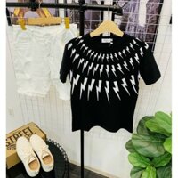 Áo thun Nam cổ tròn cao cấp in hình tia chớp chất liệu vải Cotton cực kì thoáng mát