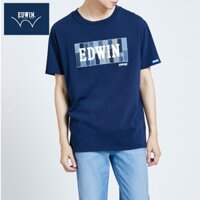 Áo thun nam cổ tròn màu trơn đơn giản in chữ EDWIN cổ tròn mềm mại cao cấp